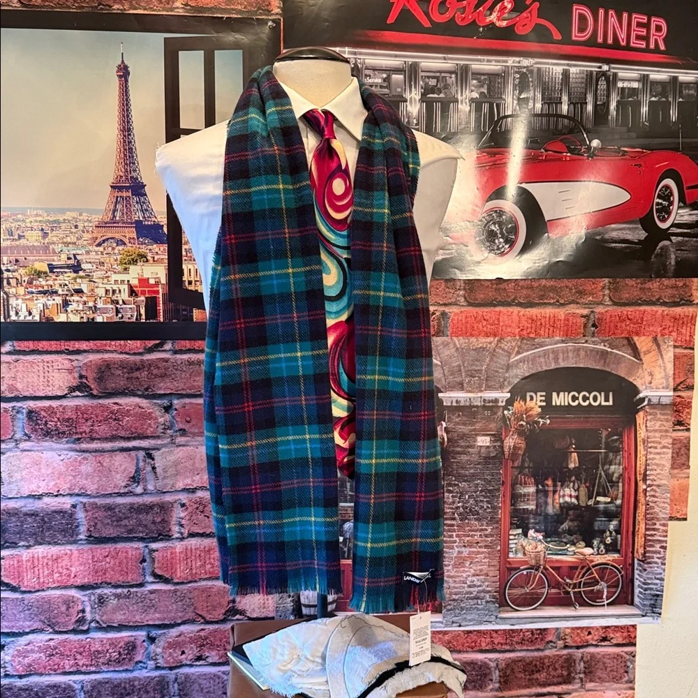 Lands' End Multicolor Plaid Scarf